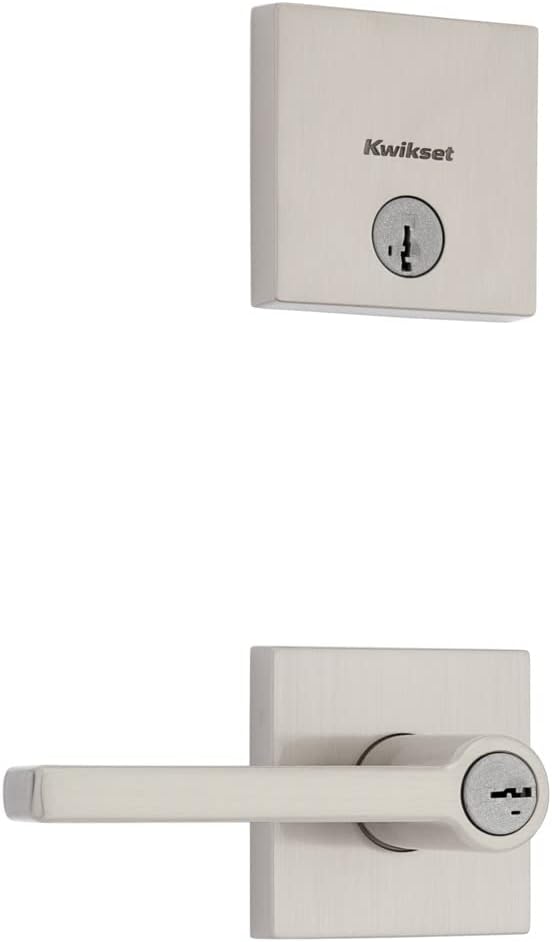 Kwikset 991 Halifax Keyed Entry Lever and Single Cylinder Deadbolt Combo Pack Featuring SmartKey and Microban in Matte Black