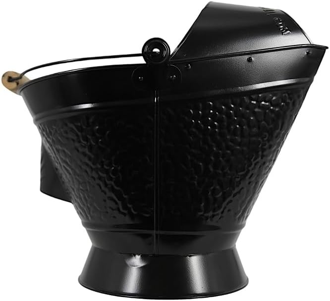 Pellethead Coal Hod - Perfect for Fireplace and Pellet Stove Ashes, with Decorative Appeal Easy Hopper Filling (Distressed Galvanized)