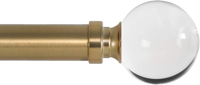 Ivilon Drapery Treatment Window Curtain Rod - Acrylic Ball 1 inch Pole. 120 to 240 Inch. Satin Nickel