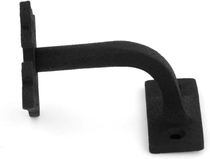 Renovators Supply Black Cast Iron Stair Handrail Bracket Black Powder Coat Finish Decorative Fleur De Lis Brackets for Stairway Support Easy Install Railing Bracket with Mounting Hardware Pack of 8