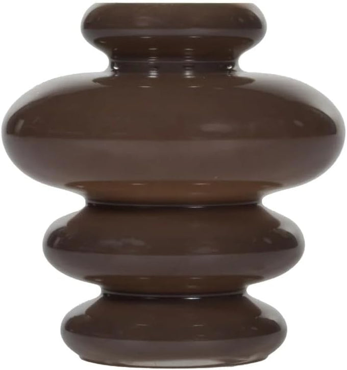 Alice Lane Ribbed Glass Vase Small Cocoa Modern Sculptural Home Décor