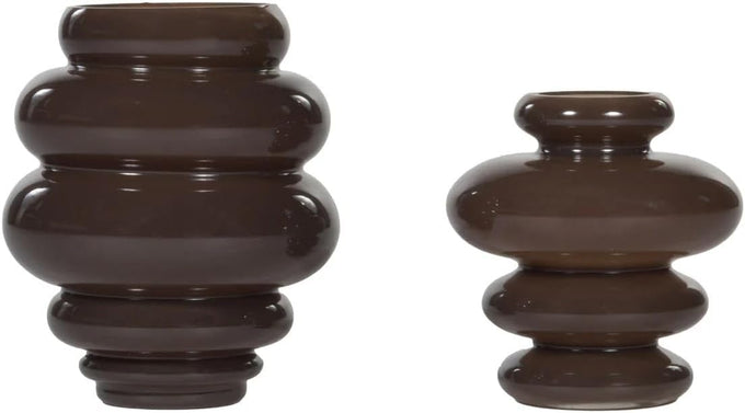 Alice Lane Ribbed Glass Vase Small Cocoa Modern Sculptural Home Décor