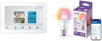 Echo Hub with WiZ 60W A19 LED Smart Color Bulb - Connects to Your Wi-Fi - E26 Base - Control with Voice or App - Matter Compatible