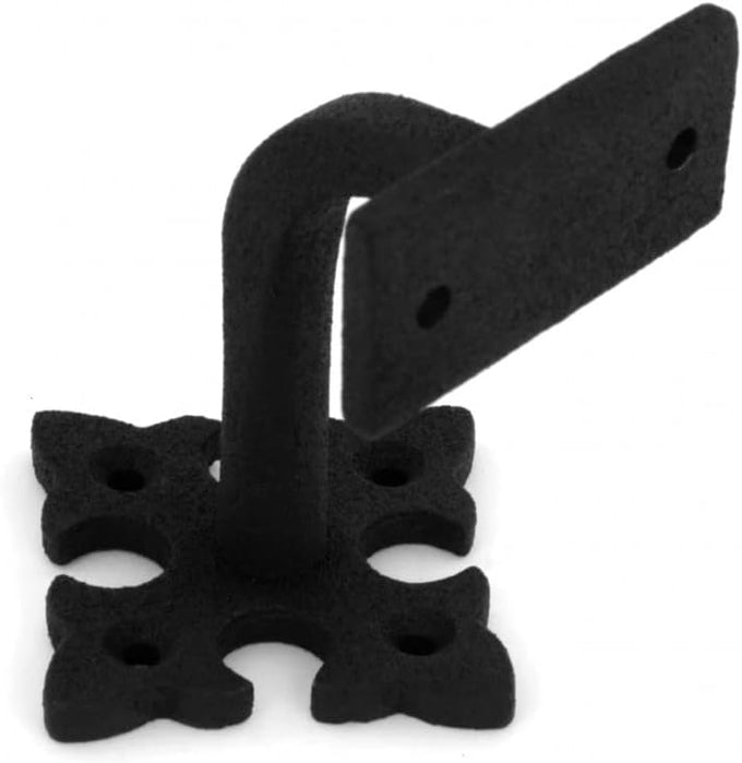 Renovators Supply Black Cast Iron Stair Handrail Bracket Black Powder Coat Finish Decorative Fleur De Lis Brackets for Stairway Support Easy Install Railing Bracket with Mounting Hardware Pack of 8