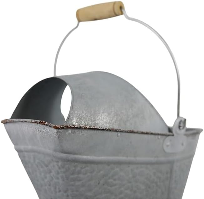 Pellethead Coal Hod - Perfect for Fireplace and Pellet Stove Ashes, with Decorative Appeal Easy Hopper Filling (Distressed Galvanized)