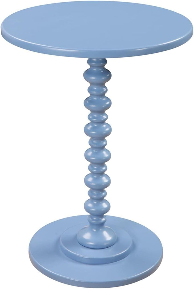 Convenience Concepts Palm Beach Spindle Table 17.75" -Traditional Solid Wood Round Side Accent, Display Pedestal for Transitional Living Room, Entryway, Hallway, or Bedroom, Blue