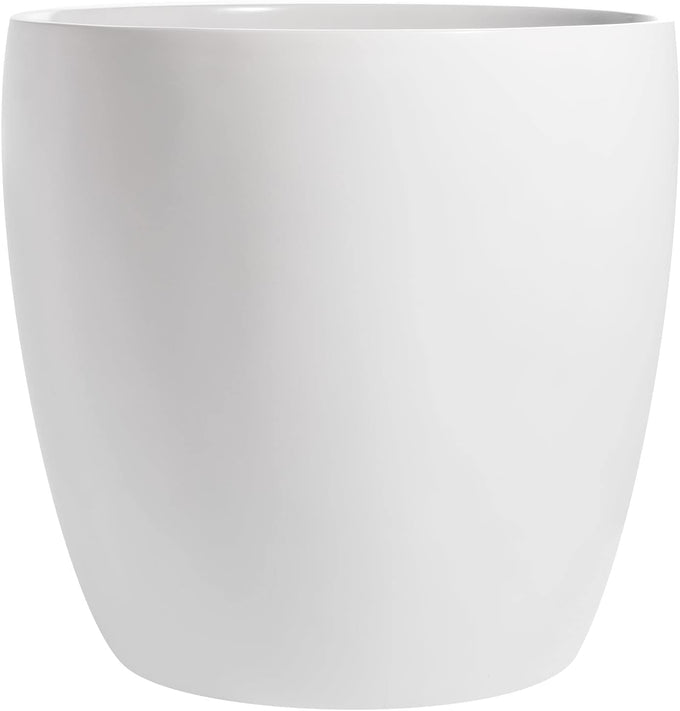 Napa Round Cylinder Fiberglass Planter, White, 15.5 Inch