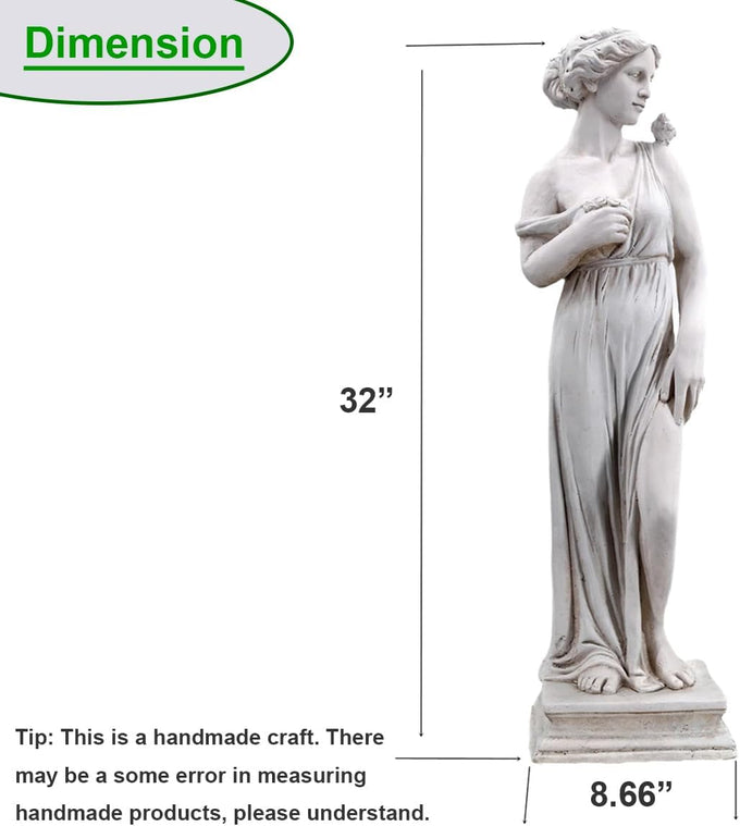 Outdoor Statue, Nymph Sculpture Goddess of Greek Mythology Roman Style for Garden Patio Yard Lawn Porch Decor, Ivory