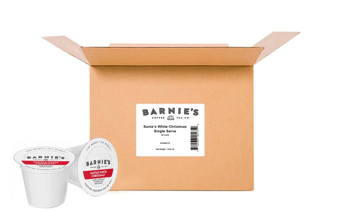 Barnie's Coffee Santa's White Christmas Single Serve Coffee Pods with Coconut, Vanilla, and Caramel Flavors, Medium Roast Arabica Coffee Beans Compatible with Keurig Brewers, 48 Count