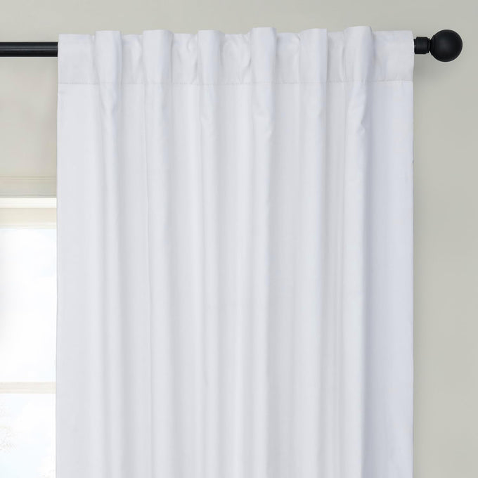 HPD Half Price Drapes Cotton True Blackout Curtains 108 inches Long Solid Thermal Insulated Window Treatment Curtain 50 X 108 (1 Panel), PRCT-BO09B-108, Whisper White