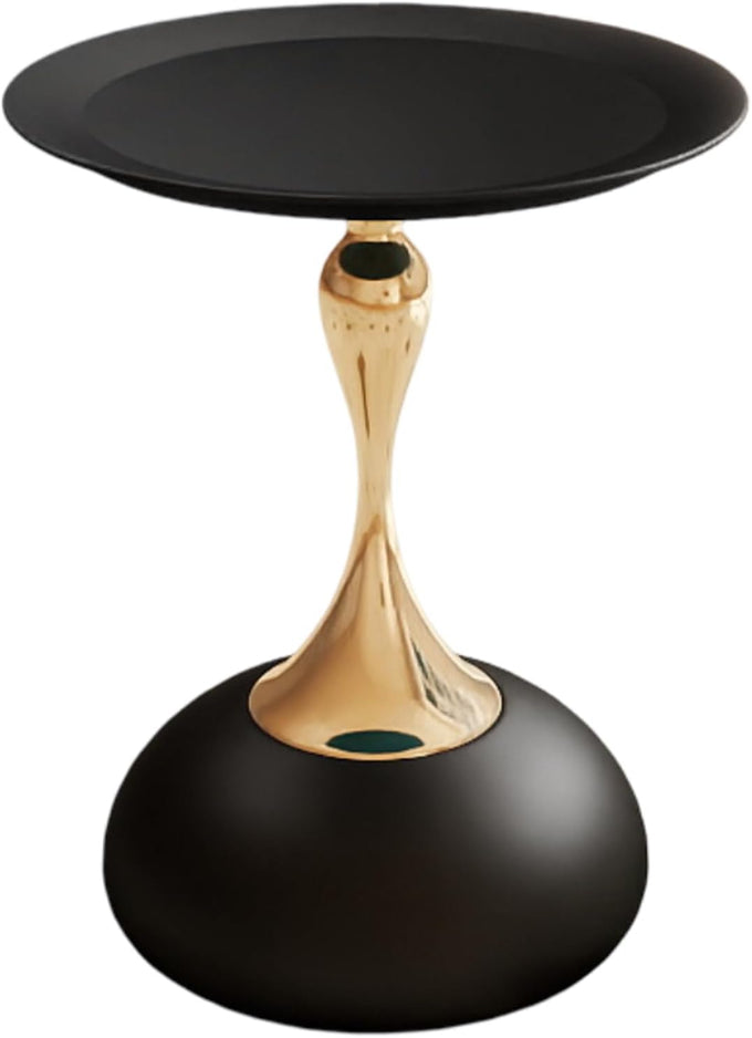 Metal Round End Table,Accent Side Table for Living Room,Black,15.7"Lx 19.7H
