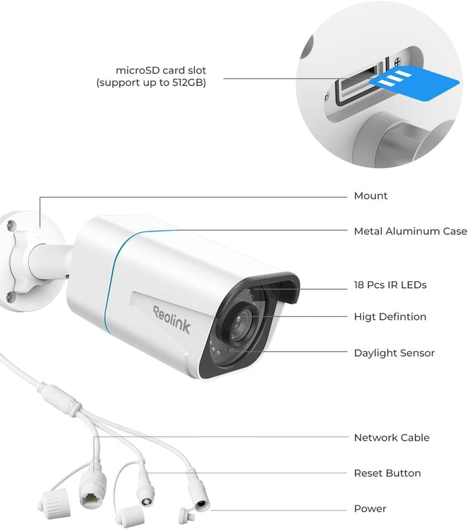 REOLINK RLC-810A PoE Security Camera, 4K Wired Outdoor Surveillance