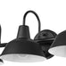 Globe Electric 65554 Barnyard 3-Light Vanity Light, Matte Black, White Interior Shades