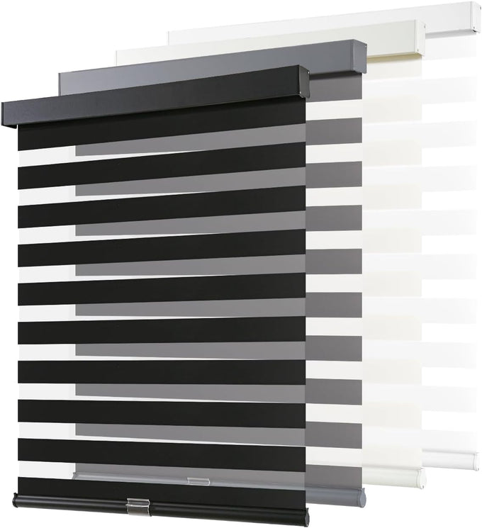 AOSKY Cordless Zebra Blinds for Indoor Windows, 34" W x 72" H, White