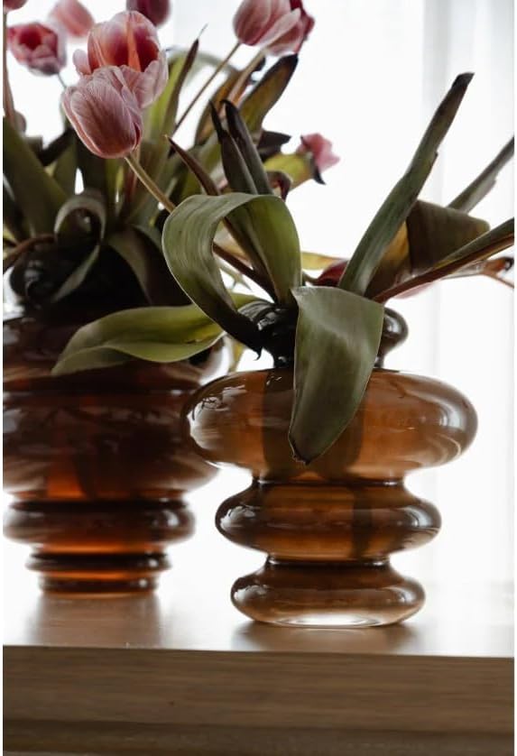 Alice Lane Ribbed Glass Vase Small Cocoa Modern Sculptural Home Décor