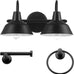 Globe Electric 65554 Barnyard 3-Light Vanity Light, Matte Black, White Interior Shades