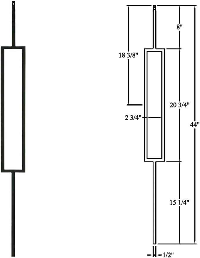 Contemporary Rectangle Stair Wrought Iron Balusters (Contractor 10-Pack) Modern Hollow Metal Railing Spindles (Real Satin Black not Matte)