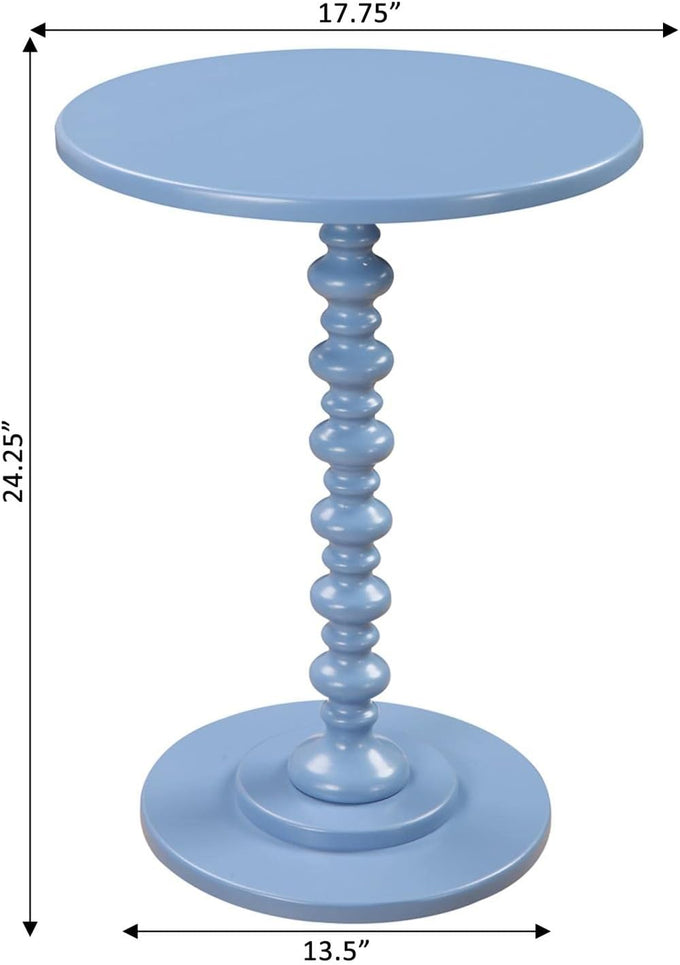 Convenience Concepts Palm Beach Spindle Table 17.75" -Traditional Solid Wood Round Side Accent, Display Pedestal for Transitional Living Room, Entryway, Hallway, or Bedroom, Blue