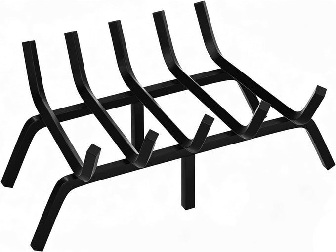 FEED GARDEN Fireplace Grate 24 inch Heavy Duty Fireplace Log Holder, 1/2" Solid Steel Bar Fire Pit Grate for Indoor Outdoor, Wood Stove Fireplace Accessories Wrought Iron Firewood Burning Rack