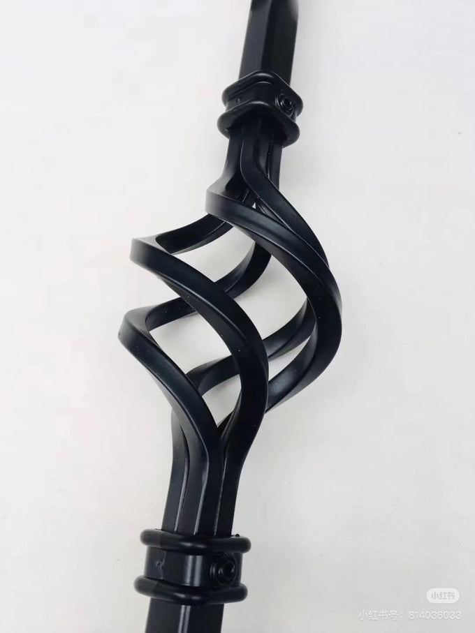 Iron Balusters for Staircase Interior (Box of 10) Stair Spindles 1/2" Square Balusters - Hollow Double Basket Single Twist Stair Balusters (Real Satin Black), E06