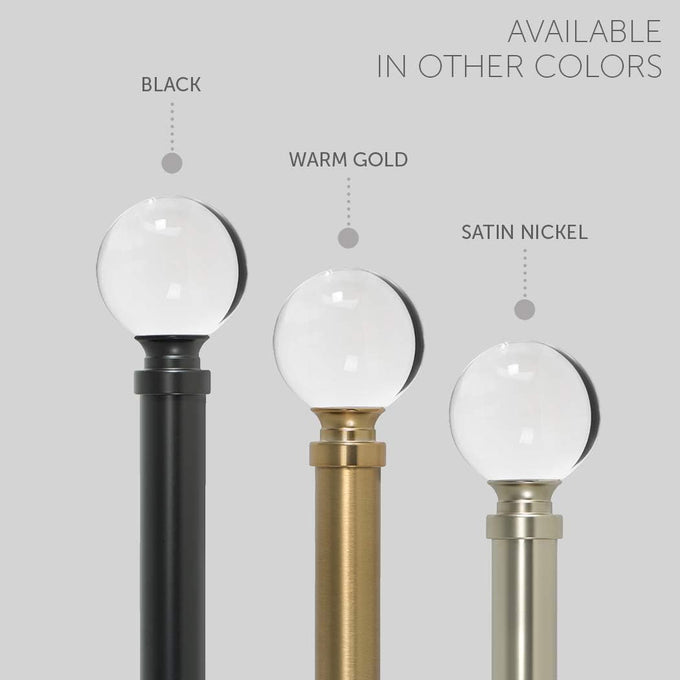 Ivilon Drapery Treatment Window Curtain Rod - Acrylic Ball 1 inch Pole. 120 to 240 Inch. Satin Nickel