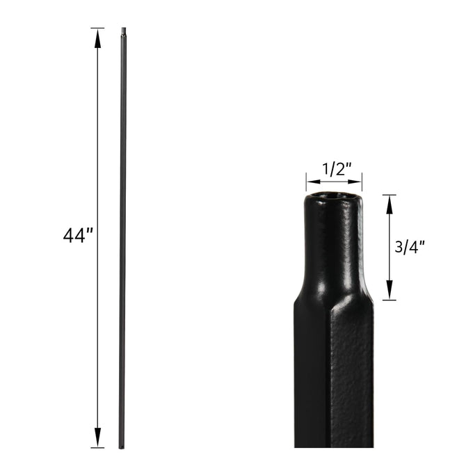 Balusters for Staircase Interior - Stair Railing Spindles, Iron Banister, Hollow Square, 1/2inch x 44inch, Crescent and Straight Balusters and Swivel Shoes (Pack of 10), Satin Black