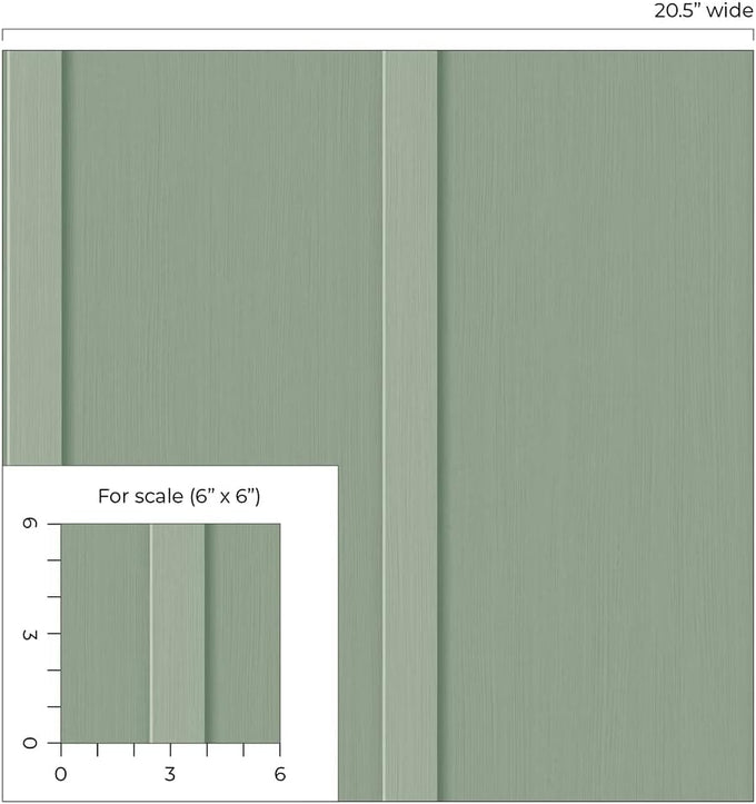 Faux Board and Batten Prepasted Wallpaper (Sage Green)