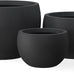 Kante Set of 3 Black Concrete Bowl Planters 20" 15.7" 11.8" Dia