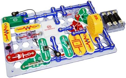 SNAP CIRCUITS 203 STEM Electronics Kit for ages 8 and up, featuring over 200 engaging projects to explore electrical engineering basics with 40+ snap-together components.