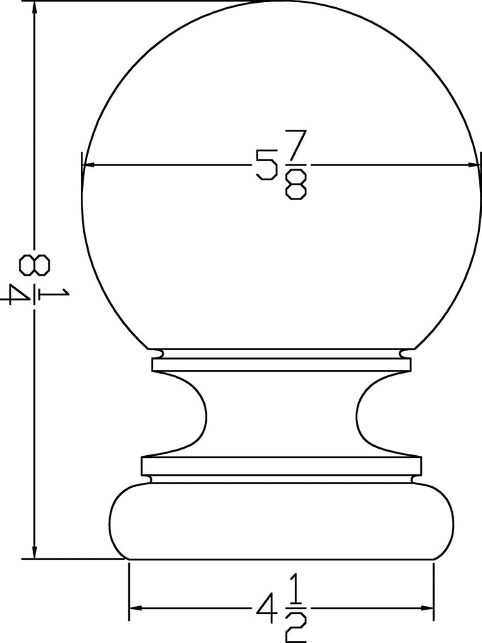 Highland Manor Wood Products Massive Kline Ball Finial - 8 1/4" Tall x 5 7/8" Wide - Unfinished Round Wooden Finial for Indoor Use - Perfect for Staircases or Bed Posts - (1 Finial) (Pine)