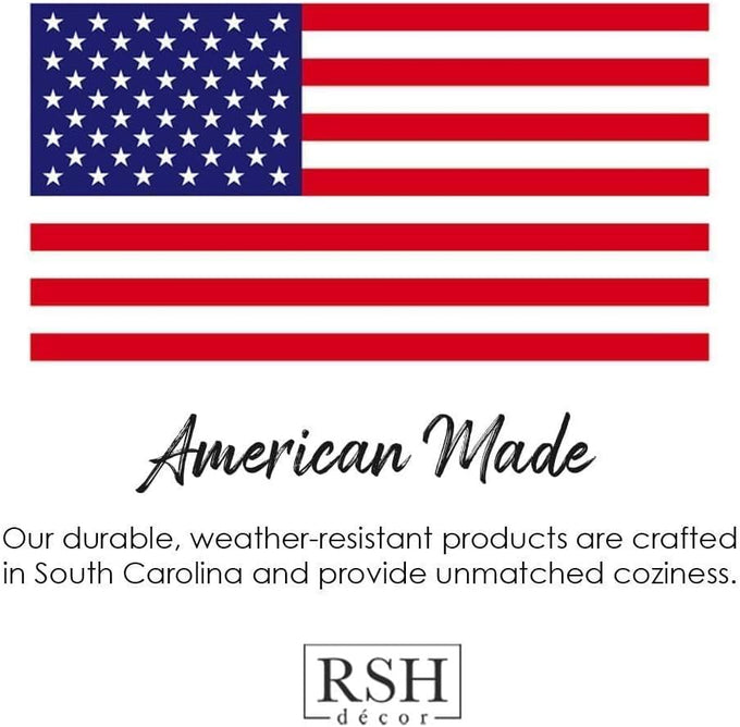 RSH DECOR Tufted U-Shape Wicker Set of 2, 19” x 19,” Outdoor Chair Cushions for Patio Furniture, Waterproof Patio Chair Cushions, Outdoor Seat Cushion, and Wicker Chairs, Crestwood Marine, Made in USA