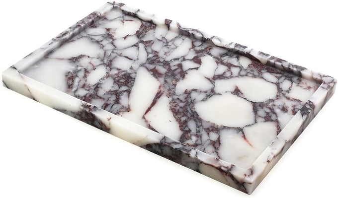 100% Natural Marble Serving Tray Luxury Marble Storage Tray for Home Decor Stone Tray for Bathroom/Kitchen/Vanity/Dresser,Plate Holder for Tissues, Candles, Towel