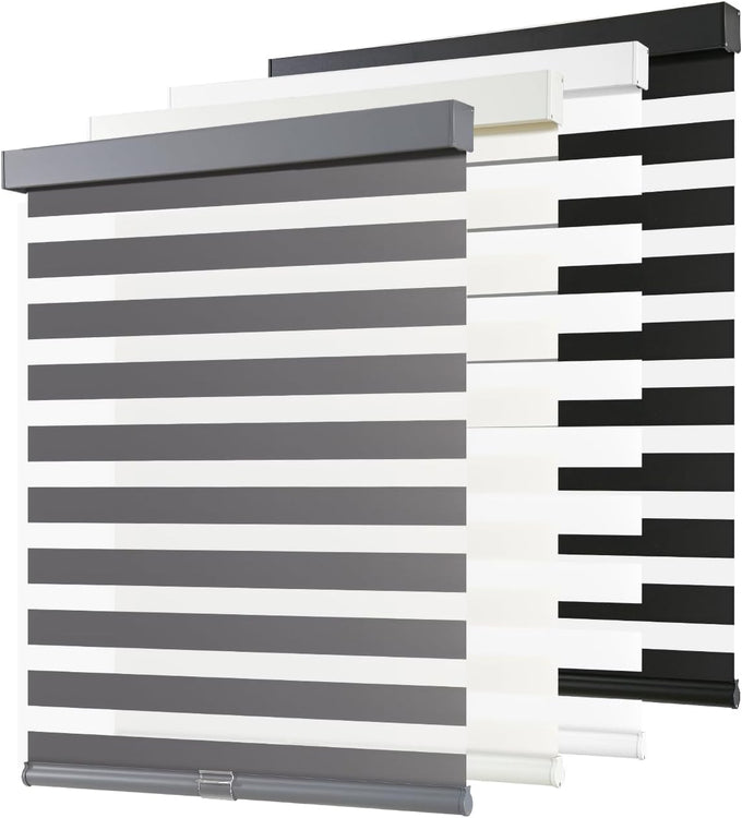 AOSKY Cordless Zebra Blinds for Indoor Windows, 34" W x 72" H, White