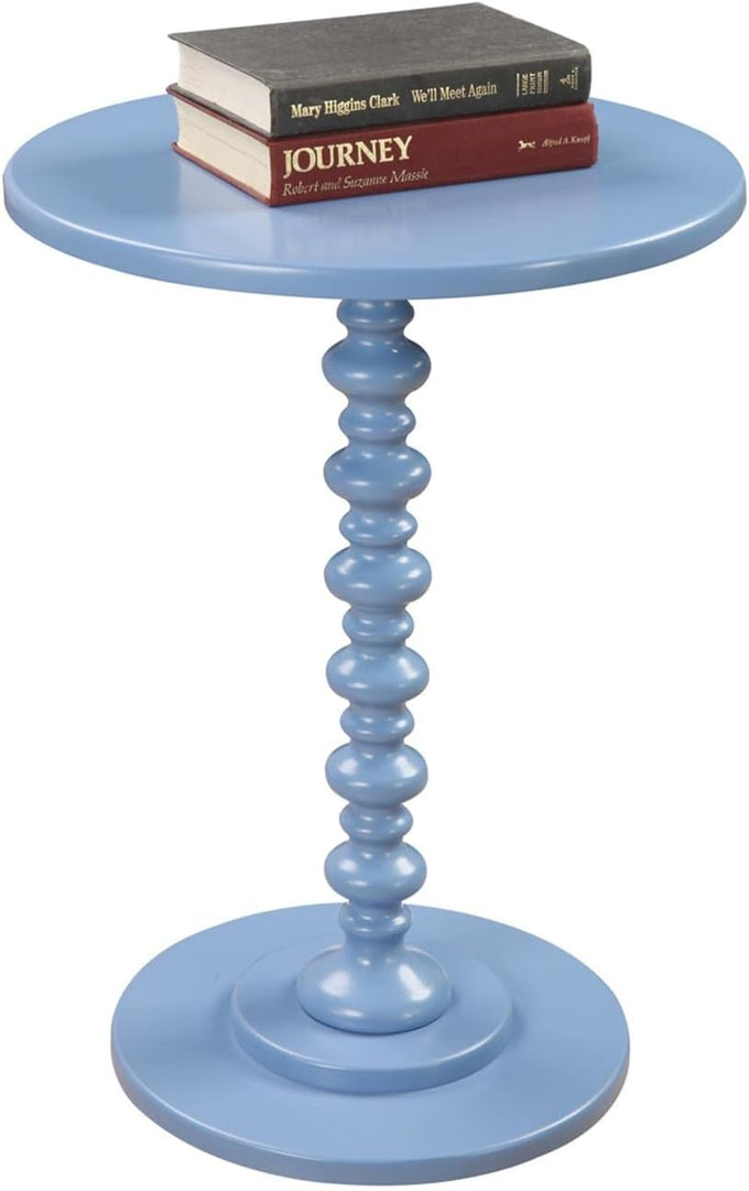 Convenience Concepts Palm Beach Spindle Table 17.75" -Traditional Solid Wood Round Side Accent, Display Pedestal for Transitional Living Room, Entryway, Hallway, or Bedroom, Blue