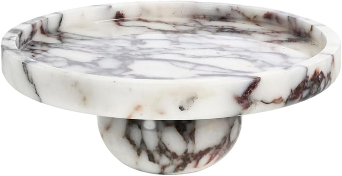 Marble Decorative Tray, 7" Round Marble Tray for Coffee Table