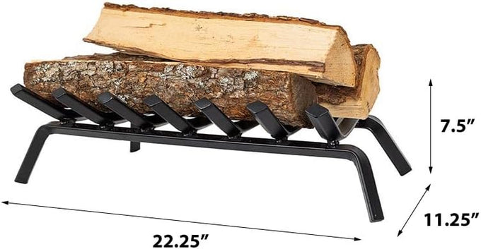 Country Living 22 Inch Steel Fireplace Log Grate | Heavy Duty Fire Pit Cradle | Chimney Wood Rack | Wood Stove Wrought Rack | Durable Log Holder Rack Grate | Coated Steel for Hearth Wood Burning