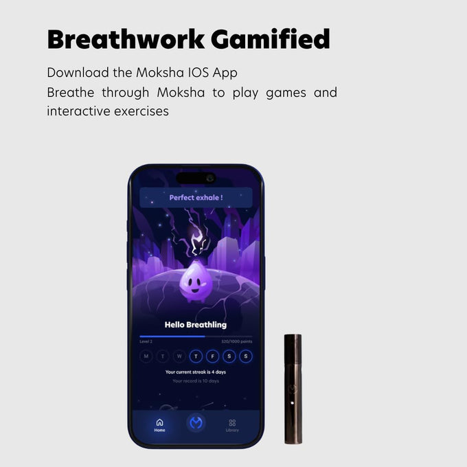 Moksha O₁ Gamified Stress & Anxiety Relief | Smart Meditation Device for Relaxation and Sleep | Interactive Breathwork & Biofeedback Tool | iOS Only (Moon)