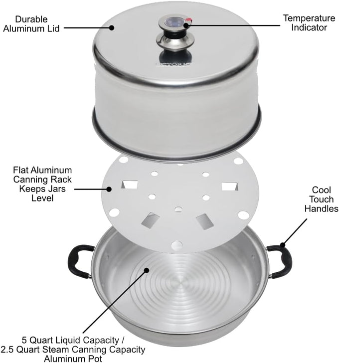 Kitchen Crop Steam Canner with Temperature Indicator (Aluminum Steam Canner)