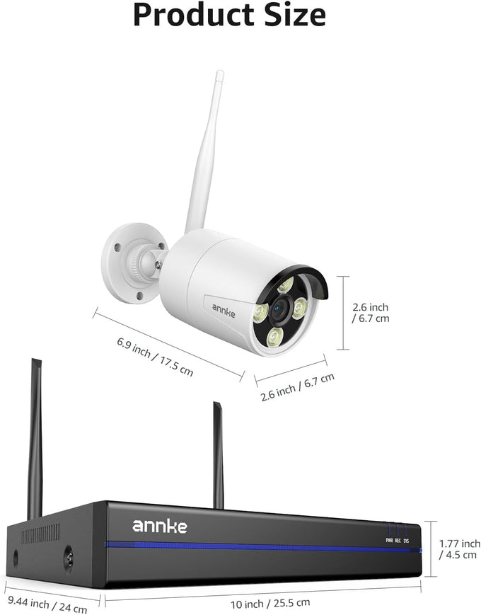 ANNKE 16CH 4K NVR with 4 x 3MP Outdoor Wireless Security Camera System, 1TB