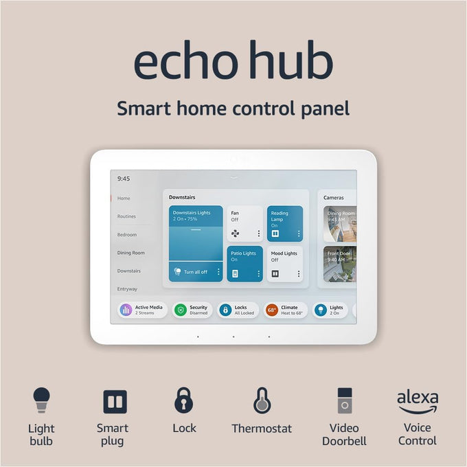 Echo Hub with Amazon Basics Smart Color Bulb