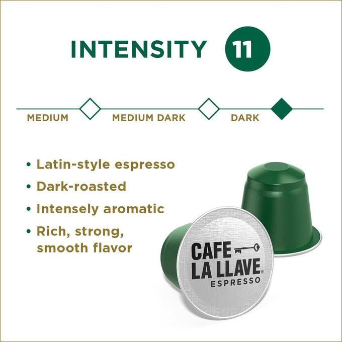 Café La Llave Espresso Aluminum Capsules, Dark Roast, 80ct