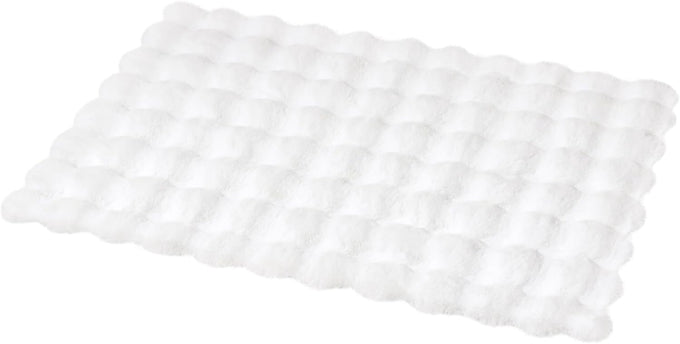 Ashler Faux Rabbit Fur Rug, White 5x7 FT Fluffy Soft Runner Area Rugs, Rectangle Fuzzy Carpet for Living Room, Bedroom, Machine Washable - 3D Bubble Mat