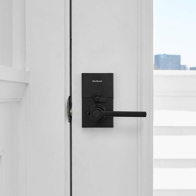 Kwikset 917HFL-514S Smartcode Keypad Electronic with Halifax Lever SmartKey with 6AL Latch and RCS Strike Matte Black Finish