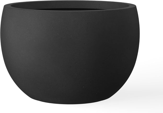 Kante Set of 3 Black Concrete Bowl Planters 20" 15.7" 11.8" Dia
