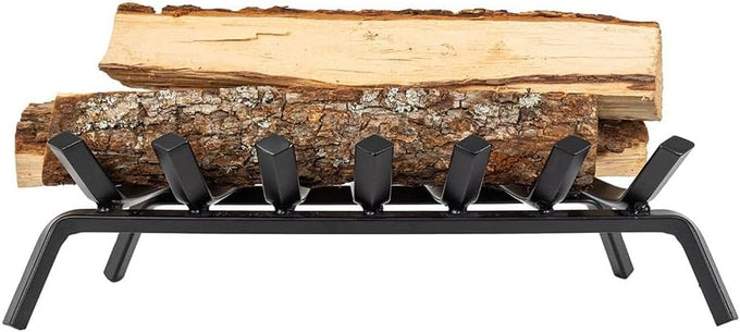 Country Living 22 Inch Steel Fireplace Log Grate | Heavy Duty Fire Pit Cradle | Chimney Wood Rack | Wood Stove Wrought Rack | Durable Log Holder Rack Grate | Coated Steel for Hearth Wood Burning