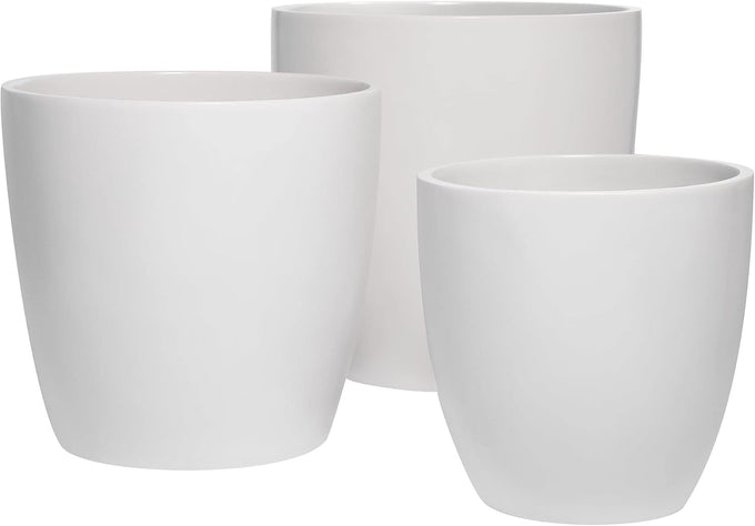 Napa Round Cylinder Fiberglass Planter, White, 15.5 Inch
