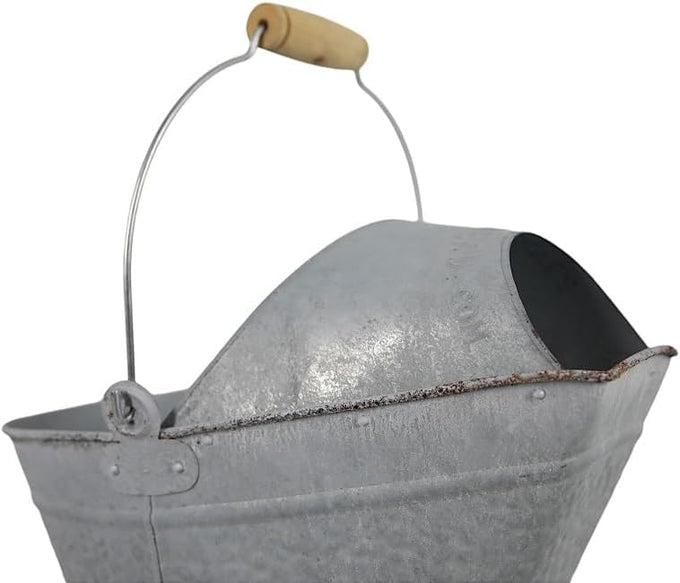 Pellethead Coal Hod - Perfect for Fireplace and Pellet Stove Ashes, with Decorative Appeal Easy Hopper Filling (Distressed Galvanized)