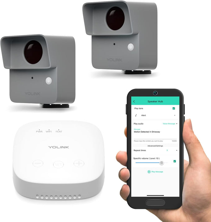 YoLink Outdoor Motion Sensor for Driveway Alerts Kit: 2-Pack + SpeakerHub