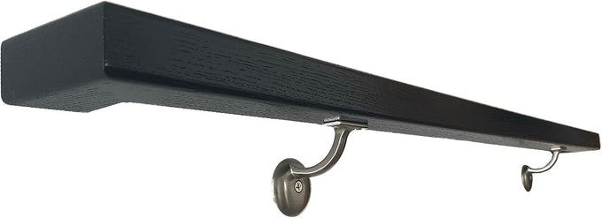 G&T Wood Products Modern Red Oak Handrail Kit with Wall Returns and Wall Mount Brackets. Rectangular 6002 Profile. Solid and Unfinished Red Oak.