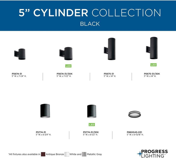 Progress Lighting LED Outdoor Wall Sconce Light, Black
